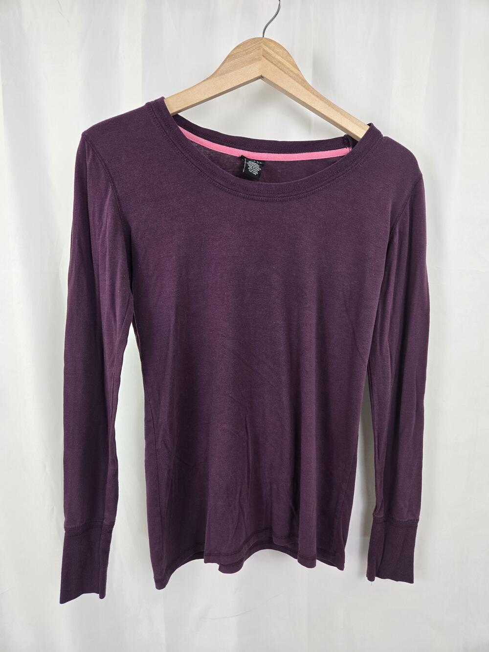 Rue21 Shirt Juniors Large Purple Long Sleeve Crewneck Tee Top Stretch Cotton
